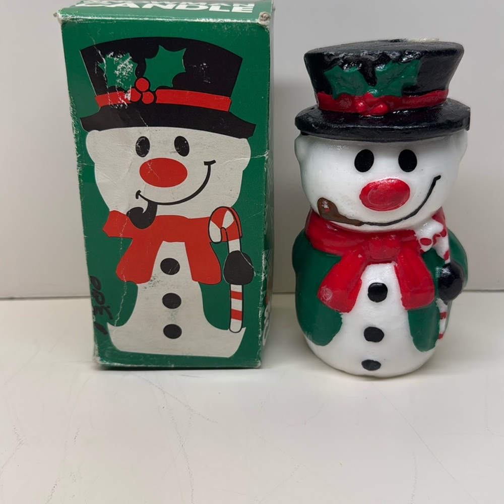 Vintage Jasco 1981 Christmas Spirit Snowman Candle